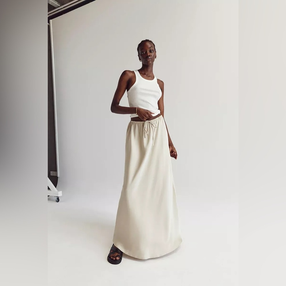 DISSH BLOOM STONE SATIN MIDI SKIRT